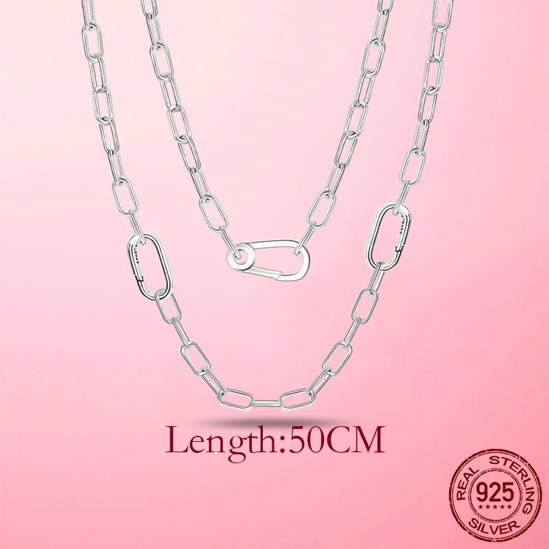 925 Sterling Silver Necklace O Pendant Clasp Fit Charm Pendant Rose DIY
