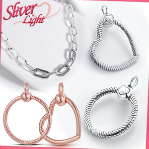 925 Sterling Silver Necklace O Pendant Clasp Fit Charm Pendant Rose DIY