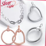 925 Sterling Silver Necklace O Pendant Clasp Fit Charm Pendant Rose DIY