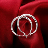 925 Silver 50mm Round Big Hoop Earrings Wedding Jewelry