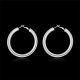 925 Silver 50mm Round Big Hoop Earrings Wedding Jewelry