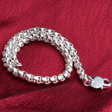 925 Silver 5mm Box Chain Bracelet Women Jewelry
