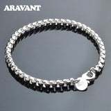 925 Silver 5mm Box Chain Bracelet Women Jewelry