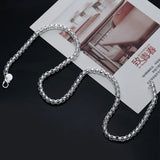 925 Sterling Silver 5mm Box Chain Necklace For Women