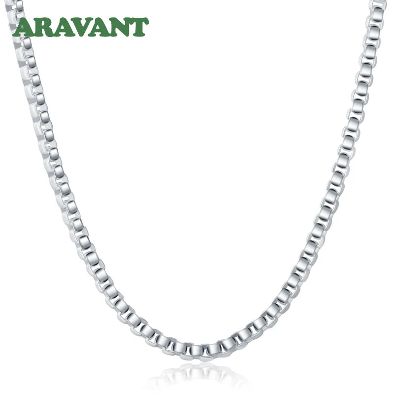925 Sterling Silver 5mm Box Chain Necklace For Women