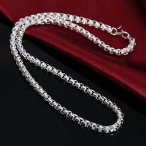 925 Sterling Silver 5mm Box Chain Necklace For Women