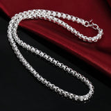 925 Sterling Silver 5mm Box Chain Necklace For Women