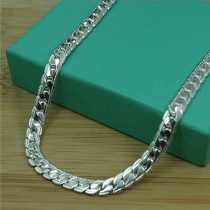 925 Silver 5mm Sideway Necklace 8/18/20/22/24 Inch Chain