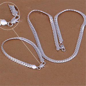 925 Sterling Silver 5mm Men's Chain Jewelry Sets Necklace Bracelet