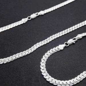 925 Sterling Silver 5mm Men's Chain Jewelry Sets Necklace Bracelet