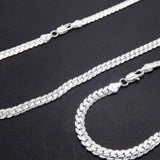 925 Sterling Silver 5mm Men's Chain Jewelry Sets Necklace Bracelet