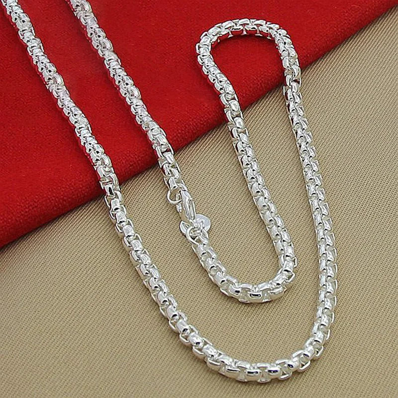 925 Silver 5mm Rnd Box Chain Necklace 18/20/24 In
