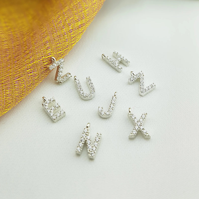925 Sterling Silver 5x7mm Letter Charms, Silver Letter, Jewelry Supplies