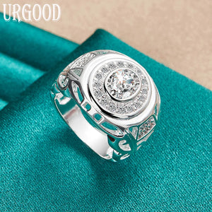 925 Silver Zircon Circle Ring For Women Men Party Wedding Gift