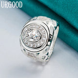 925 Silver Zircon Circle Ring For Women Men Party Wedding Gift