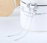 925 Silver Pearl & Round Bead Moon Chandelier Drop Earrings
