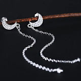 925 Silver Pearl & Round Bead Moon Chandelier Drop Earrings