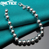 925 Silver 6MM Smooth Beads Round Ball Chain Bracelet