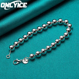 925 Silver 6MM Smooth Beads Round Ball Chain Bracelet