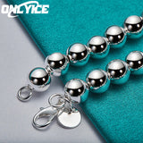925 Silver 6MM Smooth Beads Round Ball Chain Bracelet