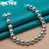925 Silver 6MM Smooth Beads Round Ball Chain Bracelet