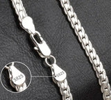 925 Silver 6mm Full Sideways Chain Necklace 16-24 Inch