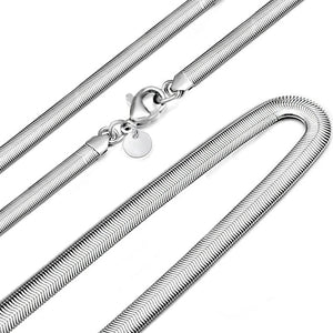 925 Silver 6mm 16-24in Flat Snake Chain Necklace for Men, Women