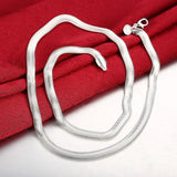925 Silver 6mm 16-24in Flat Snake Chain Necklace for Men, Women
