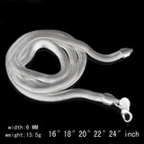 925 Silver 6mm 16-24in Flat Snake Chain Necklace for Men, Women