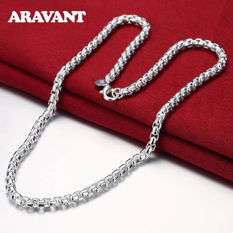 925 Silver 6mm Round Box Chain Necklace 18/20/24in