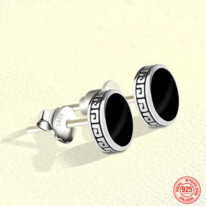 925 Silver Round Stud Earrings 6mm 8mm Women Men Jewelry