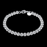 925 Sterling Silver 6mm Ball Bead Chain Bracelet for Women
