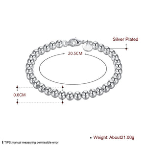 925 Sterling Silver 6mm Ball Bead Chain Bracelet for Women