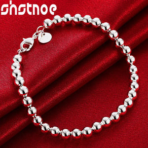 925 Sterling Silver 6mm Ball Bead Chain Bracelet for Women