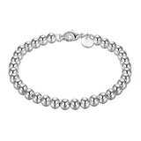 925 Sterling Silver 6mm Ball Bead Chain Bracelet for Women