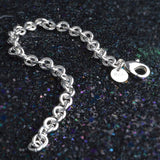 925 Silver 6mm Link Chain Bracelet Women Jewelry