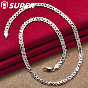 925 Silver 6mm Side Chain Necklace 16/18/20/22/24 Inch