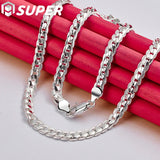 925 Silver 6mm Side Chain Necklace 16/18/20/22/24 Inch