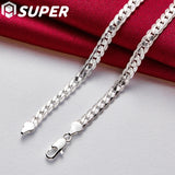 925 Silver 6mm Side Chain Necklace 16/18/20/22/24 Inch