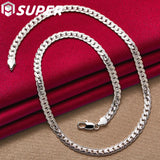 925 Silver 6mm Side Chain Necklace 16/18/20/22/24 Inch