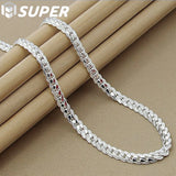 925 Silver 6mm Side Chain Necklace 16-24 Inch