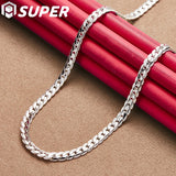 925 Silver 6mm Side Chain Necklace 16-24 Inch