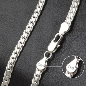 925 Silver 6mm Side Chain Necklace Men Women Wedding Jewelry