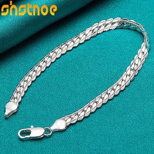 925 Silver 6mm Chain Bracelet Wedding Gift