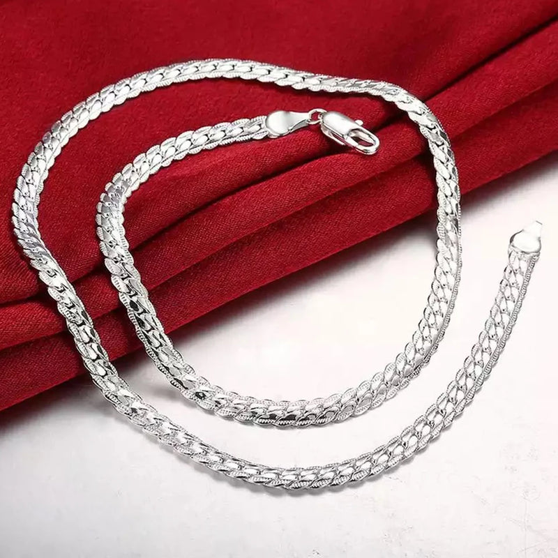925 Silver 6mm Chain Necklace 18-24 Inch for Wedding Engagement