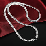 925 Silver 6mm Chain Necklace 18-24 Inch for Wedding Engagement