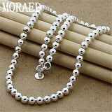 925 Silver 6mm Beads Ball Chain Necklace - Wedding Engagement