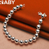 925 Silver Beads Chain Bracelet Necklace Set Wedding Party Charm Jewelry