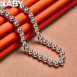925 Silver Beads Chain Bracelet Necklace Set Wedding Party Charm Jewelry