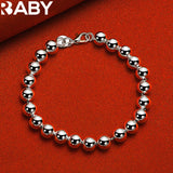 925 Silver Beads Chain Bracelet Necklace Set Wedding Party Charm Jewelry